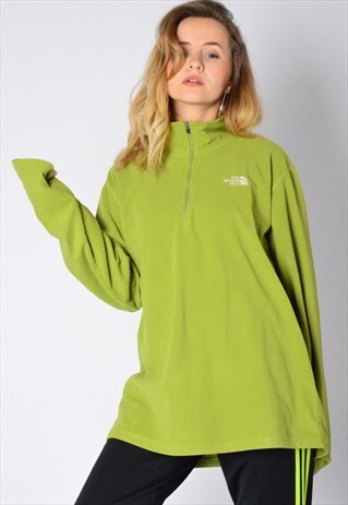 VINTAGE 90S LIME GREEN ZIP UP FLEECE