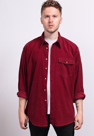 VINTAGE CORDUROY CORD SHIRT RED