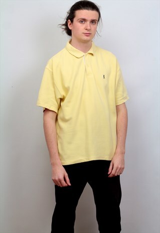 1990'S VINTAGE YVES SAINT LAURENT POLO T-SHIRT IN YELLOW