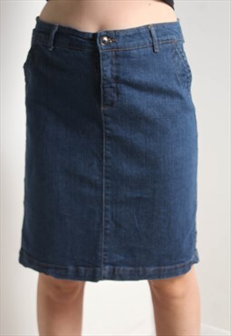 Vintage Y2K Denim Knee Length Skirt Blue W34'