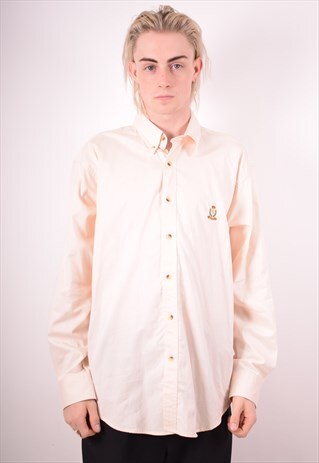 CHAPS RALPH LAUREN MENS VINTAGE SHIRT LARGE PINK 90S