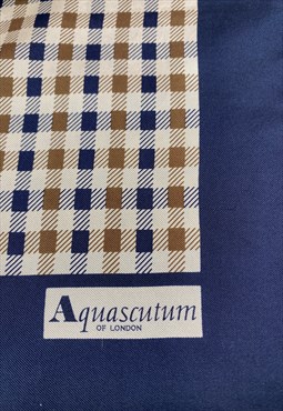 Aquascutum Vintage Classic Heritage Logo Blue Check Scarf