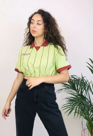 VINTAGE KAPPA ELASTICATED CROP TOP