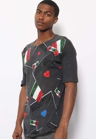 VINTAGE MOSCHINO LOGO BIG PRINT T-SHIRT BLACK
