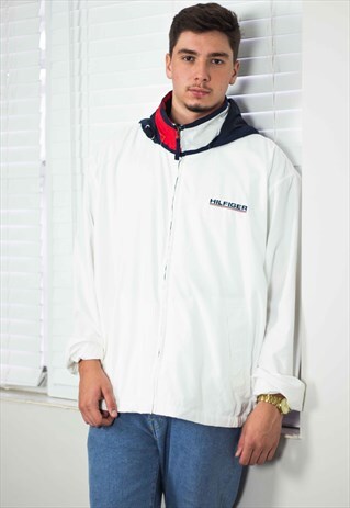 VINTAGE TOMMY HILFIGER WINDBREAKER JACKET LOGO 90S XXL 18.4