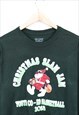 VINTAGE FESTIVE BASKETBALL TEE GREEN LONG SLEEVE SANTA PRINT