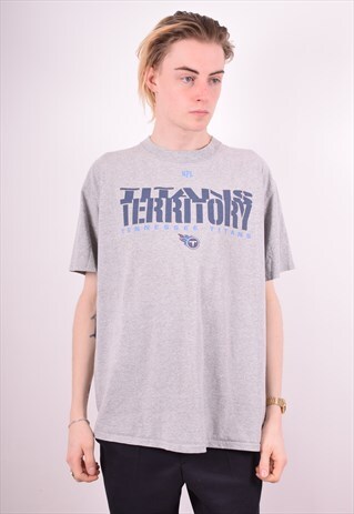 NFL MENS VINTAGE TITANS T-SHIRT TOP LARGE GREY 90S