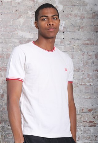 VINTAGE FRED PERRY LOGO T-SHIRT WHITE