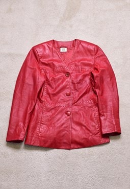 Women's Vintage 90s Red Real Leather Jacket