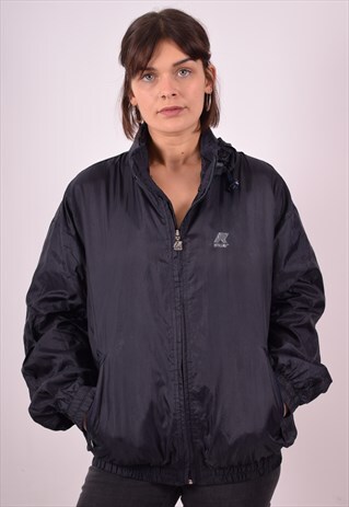 K-WAY WOMENS VINTAGE JACKET LARGE NAVY BLUE 90S