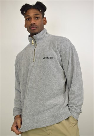 VINTAGE 90S COLUMBIA GREY MARLE 3/4 ZIP JUMPER