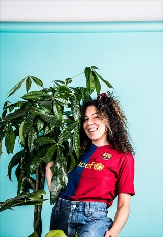 VINTAGE 1990S BLUE AND RED NIKE FOOTBALL SHIRT