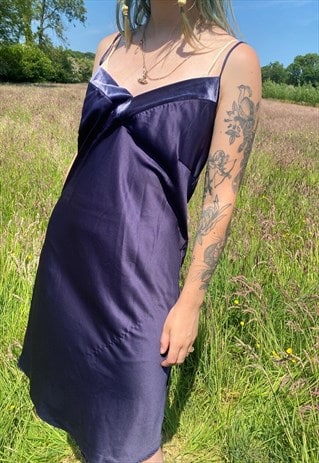 VINTAGE 00S Y2K SATIN SUMMER BOHO SLIP DRESS