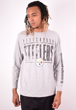 NFL MENS VINTAGE STEELERS TOP LONG SLEEVE XL GREY 90S