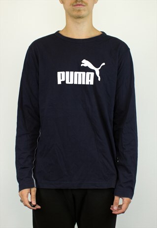 VINTAGE PUMA SWEATSHIRT JUMPER IN BLACK HAS