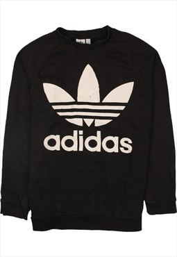 Vintage 90's Adidas Sweatshirt Spellout Crew Neck Black