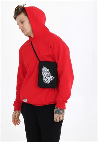 BLACK FLIGHT BAG WITH WOVEN PATCH
