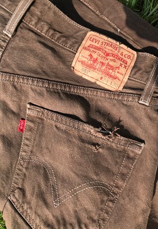 VINTAGE 90'S DISTRESSED BROWN 501 LEVI JEANS