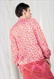VINTAGE BLOUSE 60S UPCYCLED OVERDYED SATIN TOP IN RED PINK