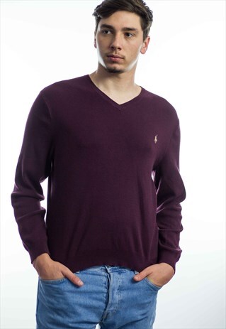VINTAGE POLO RALPH LAUREN JUMPER SWEATER LOGO 90S M 10.6