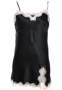 Vintage Black & White Contrast Lace Slip Dress - M