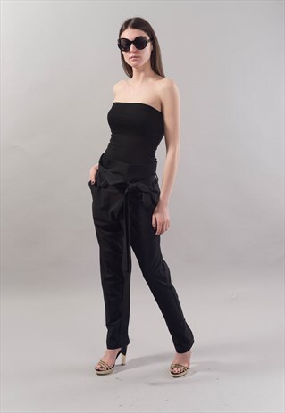LOOSE PANTS STRAIGHT LEG TROUSERS BLACK BUSINESS PANTS F1812
