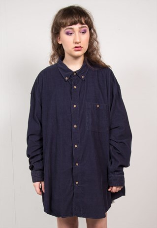 VINTAGE 90'S NAVY BLUE CORD SHIRT