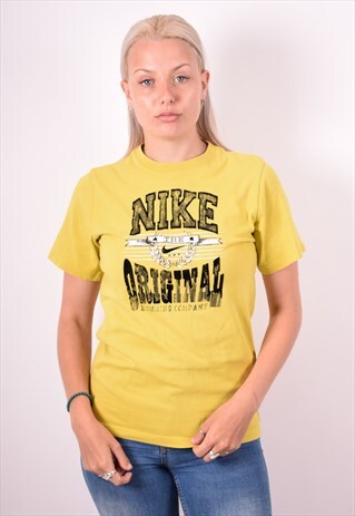 NIKE WOMENS VINTAGE T-SHIRT TOP LARGE YELLOW 90S