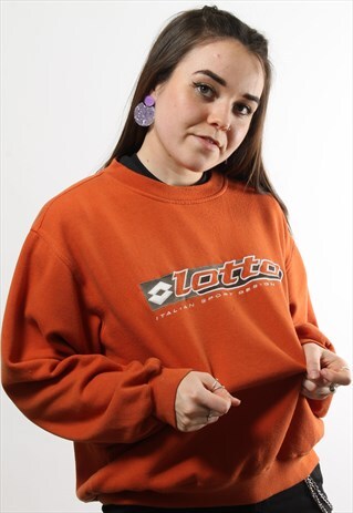 VINTAGE LOTTO ORANGE SPELL OUT LOGO SWEATER