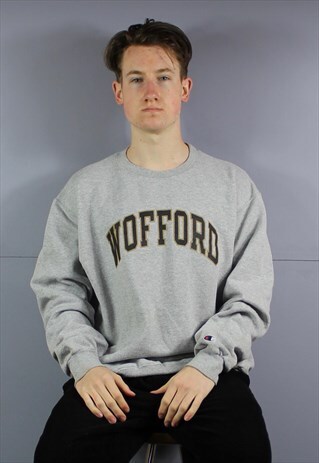 VINTAGE CHAMPION WOFFORD COLLEGE SWEATSHIRT IN GREY WITH PRI