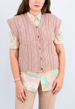 Sweater vest vintage cardigan sleeveless L
