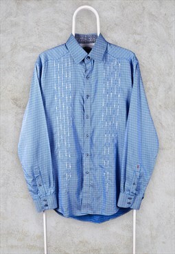 Blue Robert Graham Shirt Embroidered Medium