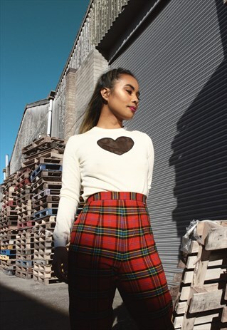 VINTAGE MOSCHINO CREAM KNITTED TOP WITH MESH HEART