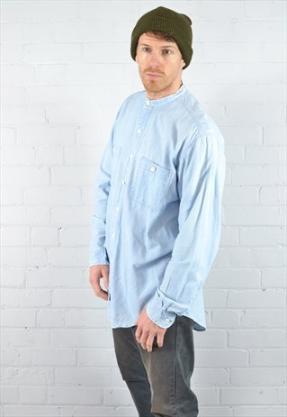VINTAGE RALPH LAUREN LIGHT BLUE GRANDAD COLLAR SHIRT