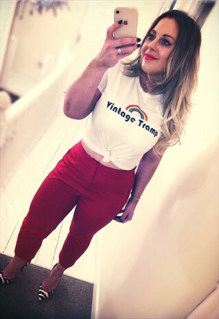 WHITE COTTON VINTAGE TRAMP RAINBOW TEE T-SHIRT