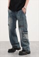 BLACK CARGO DENIM JEANS PANTS TROUSERS