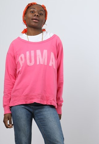 VINTAGE PUMA LARGE PINK PRINTED SWEATSHIRT