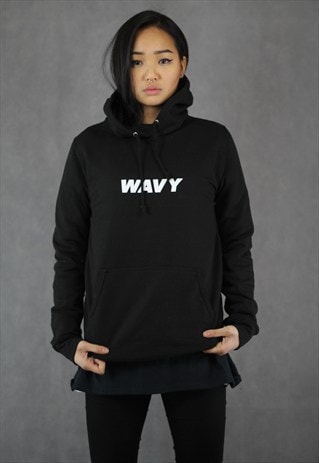 NEW IN - WAVY JET BLACK HOODIE