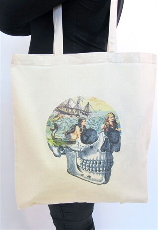 MERMAID SKULL TOTE BAG