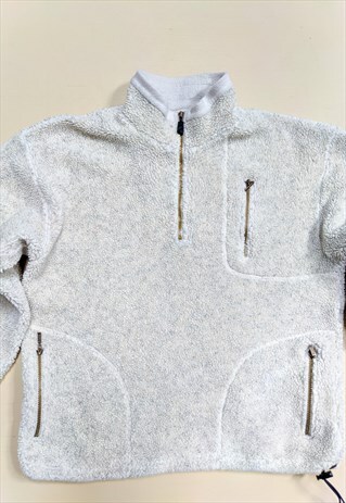 VINTAGE TEDDY FLEECE CREAM ZIP JACKET