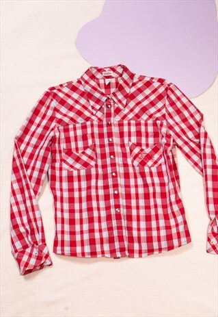 Vintage Buffalo Shirt Y2K Plaid Slim Fit Top in Red