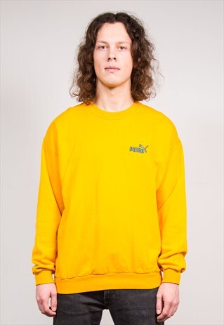 VINTAGE 90'S PUMA YELLOW SWEATSHIRT JUMPER