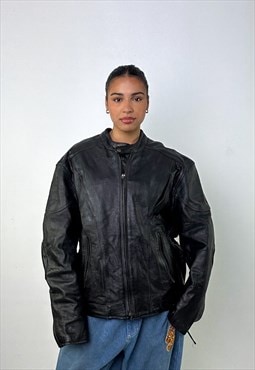 Black Vintage "Hot" Leather Jacket Coat