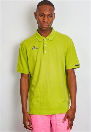 VINTAGE 90'S KAPPA LIME GREEN POLO T-SHIRT