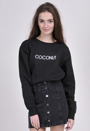 BLACK COCONUT SWEATSHIRT - EMBROIDERED