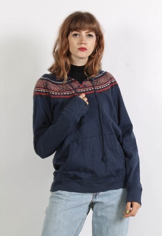 VINTAGE 90'S OVERSIZE PATTERNED SWEATSHIRT BLUE