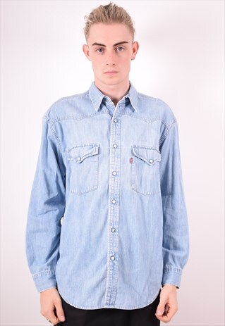 LEVI'S MENS VINTAGE DENIM SHIRT MEDIUM BLUE 90S