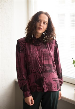 VINTAGE 90'S PURPLE PATTERNED SHIRT