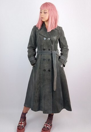 VINTAGE SUEDE MAXI TRENCH COAT