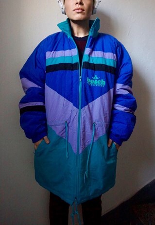 turquoise and purple jacket